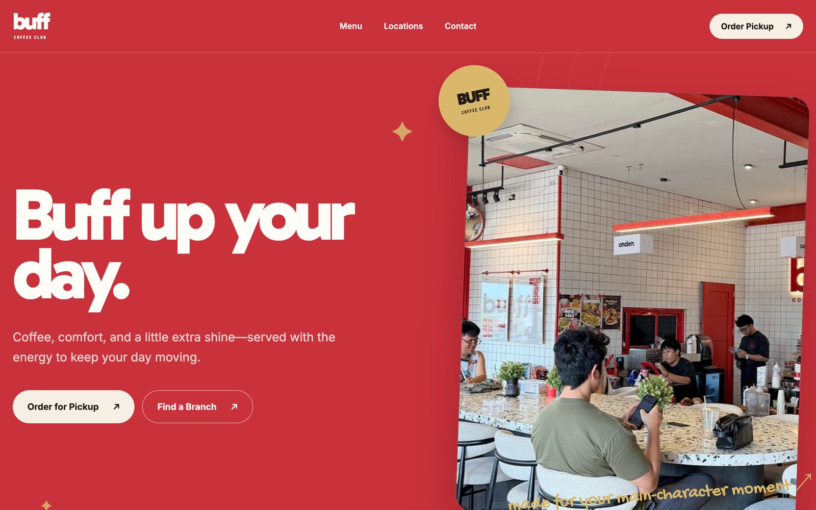 Buff Coffee Club website homepage