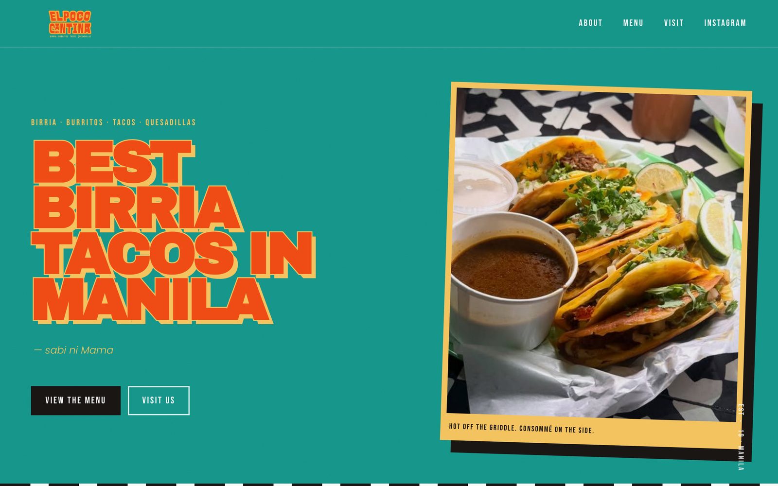 El Poco Cantina website homepage