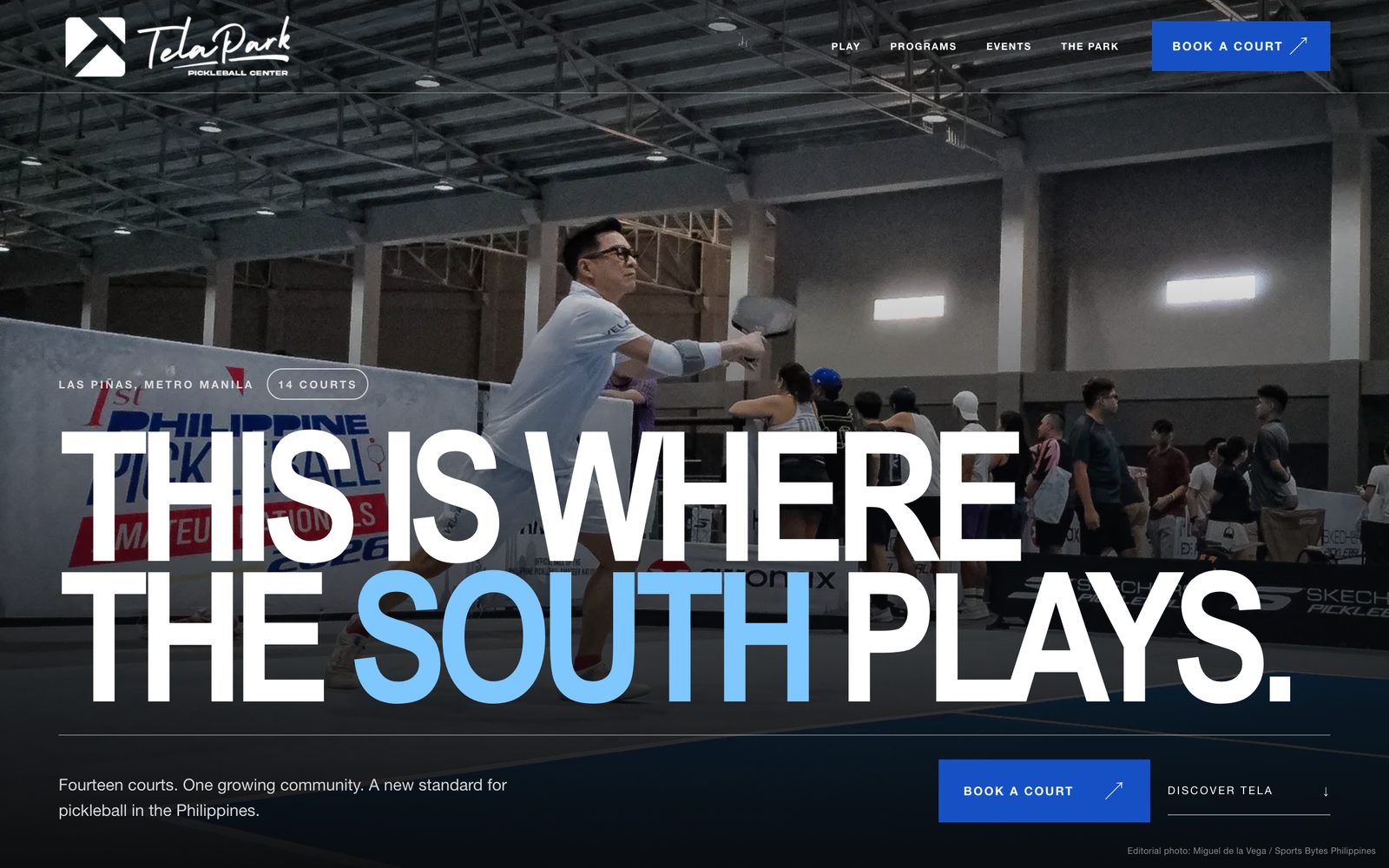 Tela Park Pickleball Center website homepage